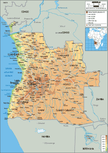 PHYSICAL Map of Angola