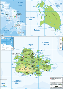 PHYSICAL Map of Antigua and Barbuda