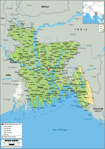 PHYSICAL Map of Bangladesh