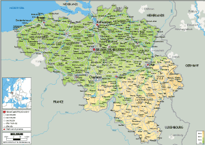 PHYSICAL Map of Belgium