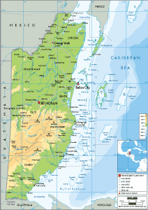 PHYSICAL Map of Belize