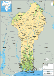 PHYSICAL Map of Benin