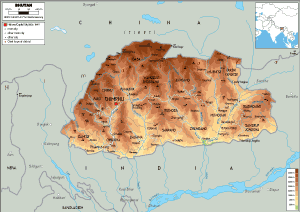 PHYSICAL Map of Bhutan