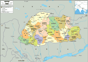 POLITICAL Map of Bhutan