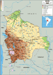 PHYSICAL Map of Bolivia