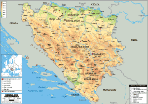 PHYSICAL Map of Bosnia and Herzegovina
