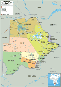 POLITICAL Map of Botswana
