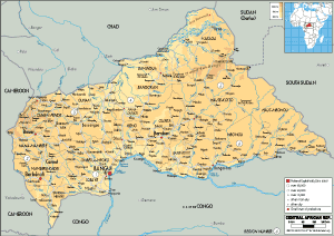 PHYSICAL Map of the Central African Republic