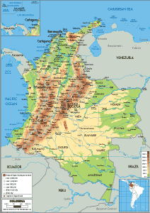 PHYSICAL Map of Colombia