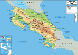 PHYSICAL Map of Costa Rica