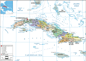 POLITICAL Map of Cuba