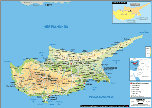 PHYSICAL Map of Cyprus
