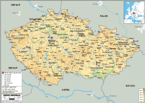 PHYSICAL Map of Czechia