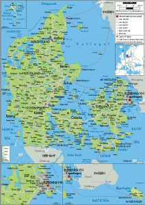 PHYSICAL Map of Denmark