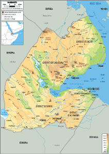 PHYSICAL Map of Djibouti