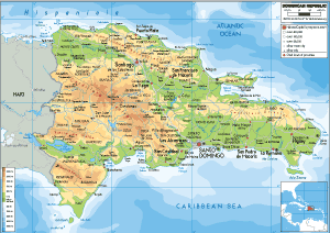 PHYSICAL Map of the Dominican Republic