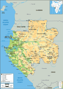 PHYSICAL Map of Gabon