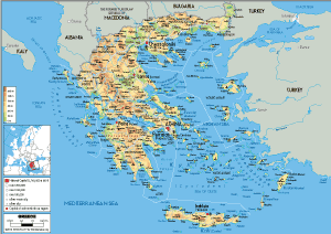 PHYSICAL Map of Greece
