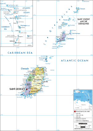 POLITICAL Map of Grenada