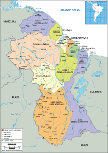POLITICAL Map of Guyana