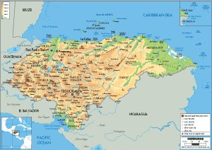 PHYSICAL Map of Honduras