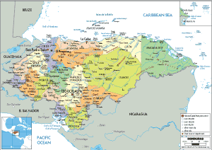 POLITICAL Map of Honduras