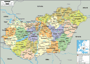 POLITICAL Map of Hungary