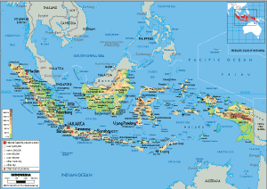 PHYSICAL Map of Indonesia