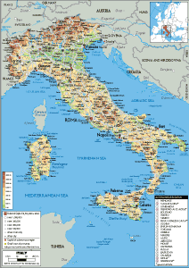 PHYSICAL Map of Italy