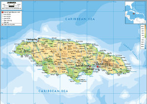 PHYSICAL Map of Jamaica