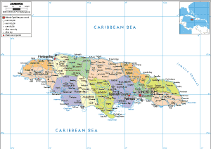 POLITICAL Map of Jamaica