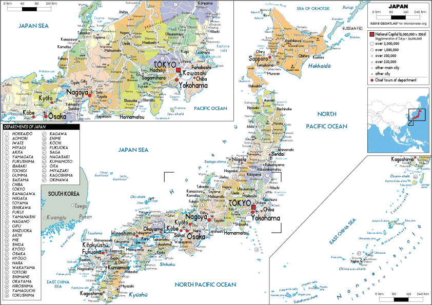 POLITICAL Map of Japan