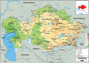 PHYSICAL Map of Kazakhstan