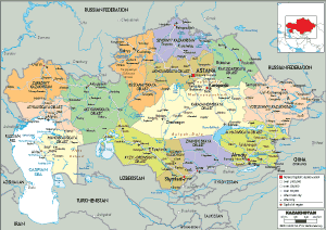 POLITICAL Map of Kazakhstan