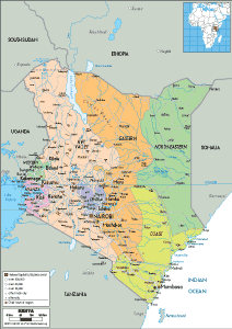 POLITICAL Map of Kenya
