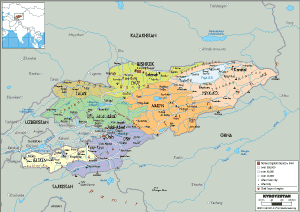 POLITICAL Map of Kyrgyzstan