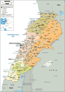 POLITICAL Map of Lebanon