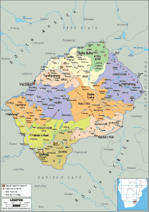 POLITICAL Map of Lesotho