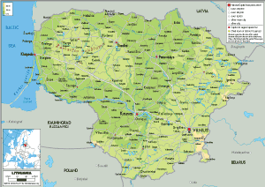PHYSICAL Map of Lithuania