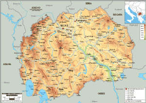 PHYSICAL Map of the Republic of North Macedonia