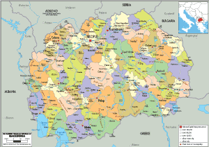 POLITICAL Map of the Republic of North Macedonia