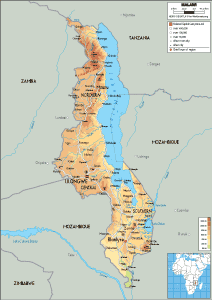 PHYSICAL Map of Malawi