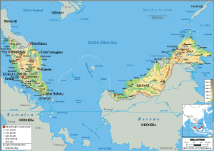 PHYSICAL Map of Malaysia