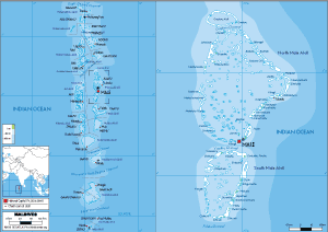 PHYSICAL Map of Maldives
