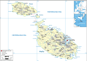 POLITICAL Map of Malta