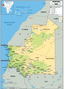 PHYSICAL Map of Mauritania