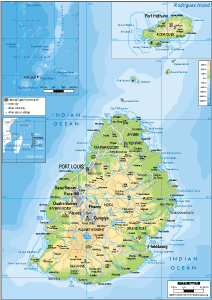 PHYSICAL Map of Mauritius