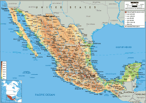 PHYSICAL Map of Mexico