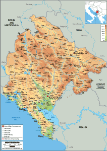 PHYSICAL Map of Montenegro