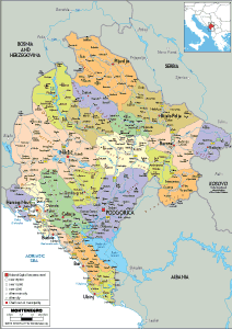POLITICAL Map of Montenegro